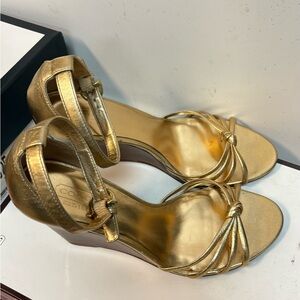 Coach Gold Strappy Heels